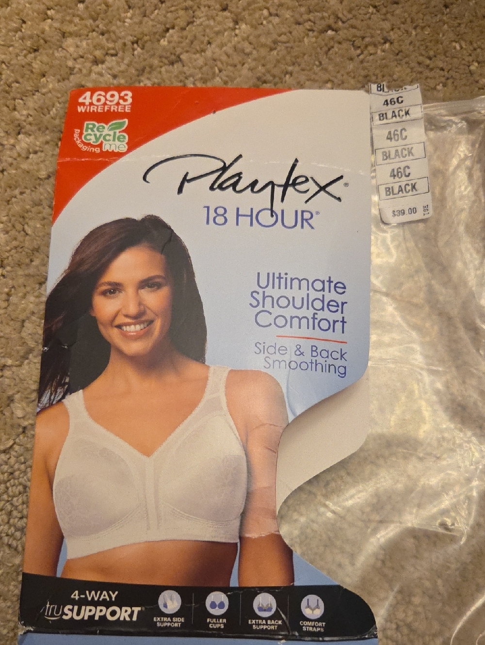 Playtex 18 Hour Ultimate Shoulder Comfort Bra - Black